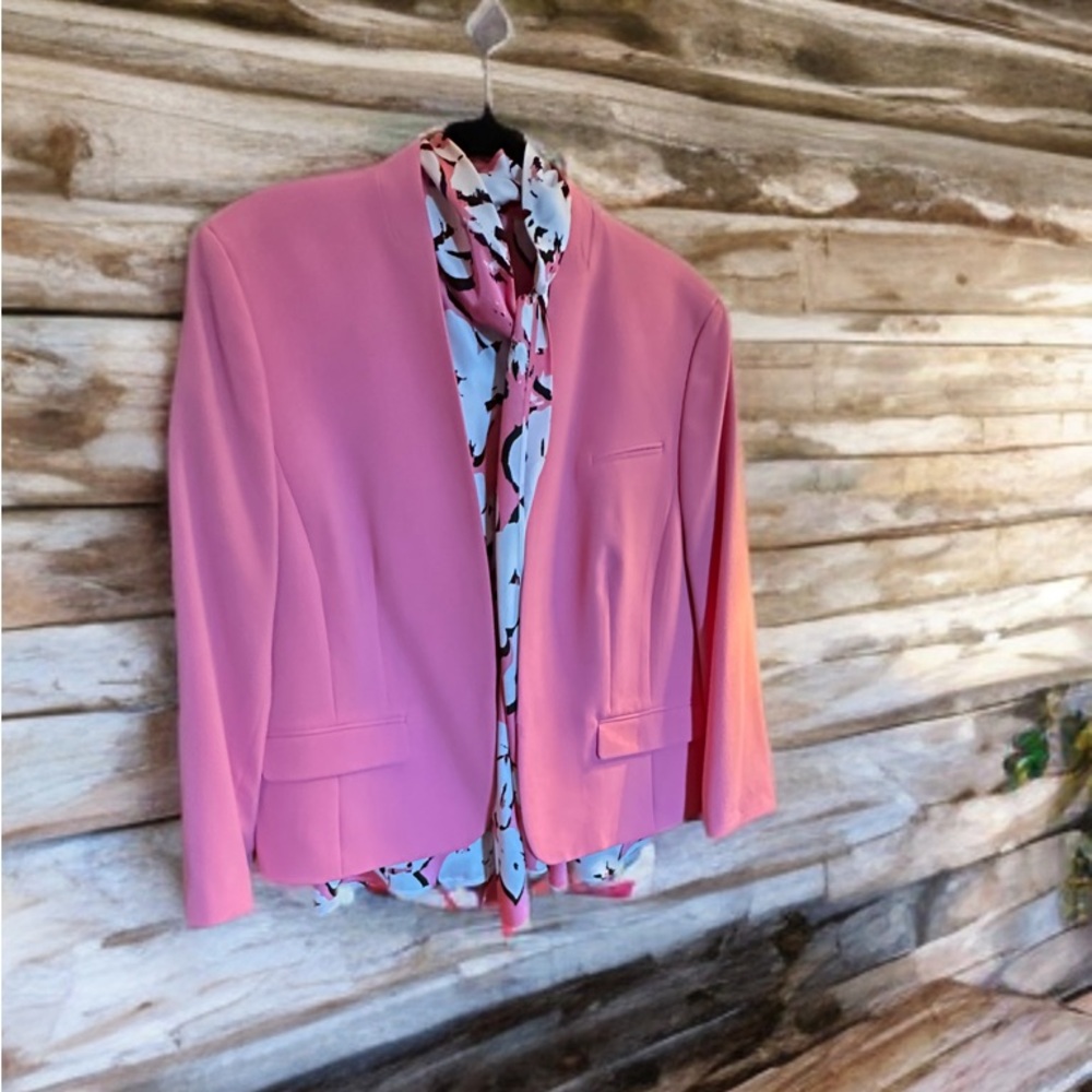 Nine West Vibrant Pink Blazer with matching blouse